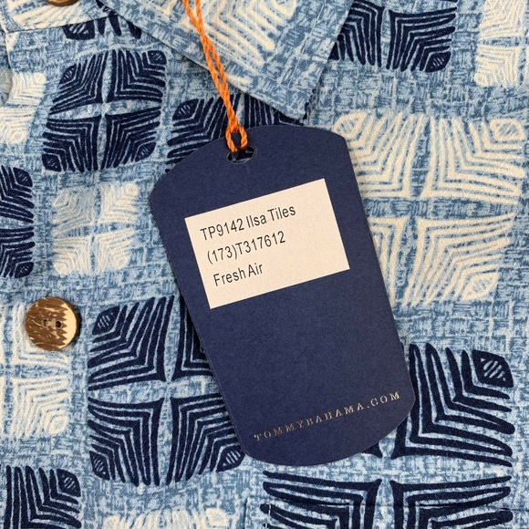 Tommy Bahama Camp Shirt Isla Tiles Fresh Air Silk - Picture 6 of 6